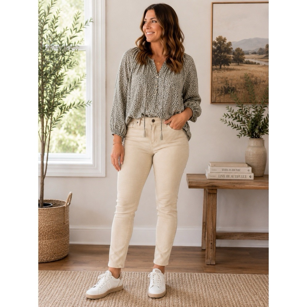 KUT From The Kloth Diana Skinny Pants Size 12 Beige Tan Corduroy Stretch
